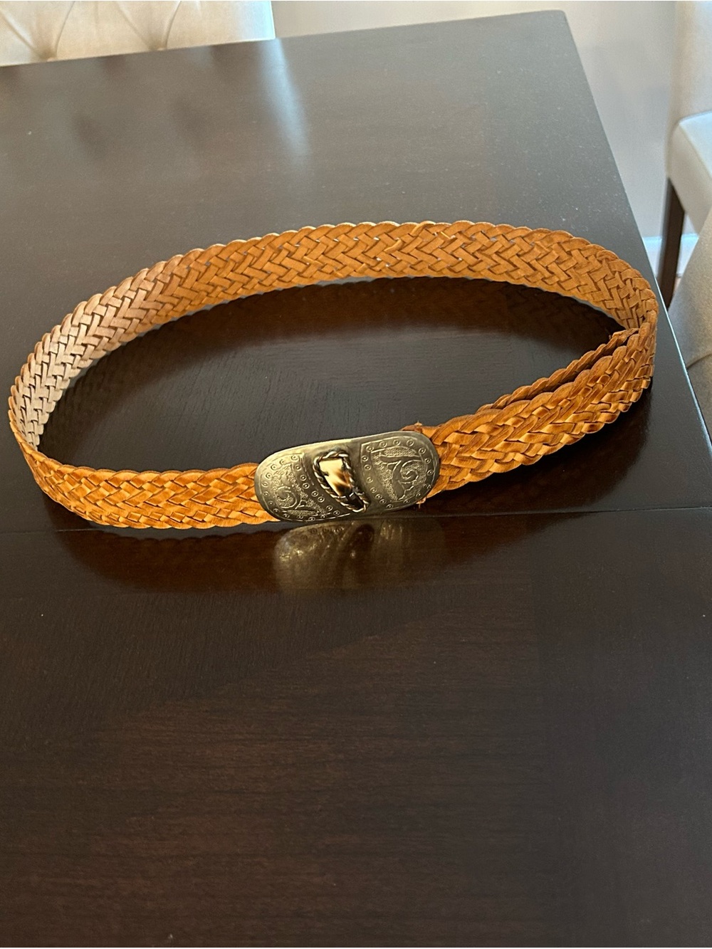 Vintage Handmade Leather Belt with Artisan Western Buckle Boho Southwestern